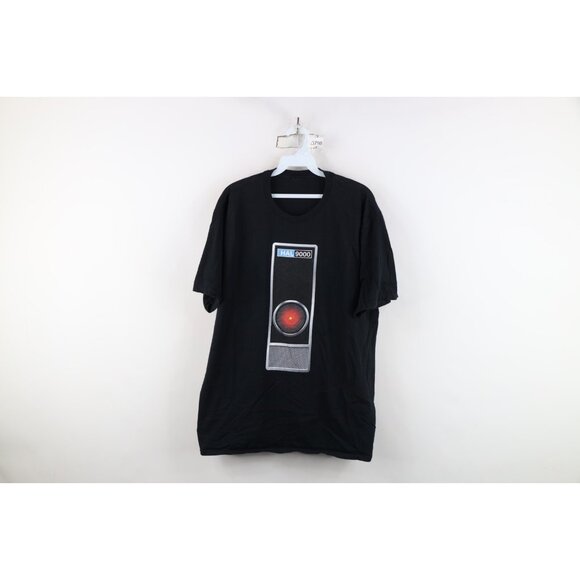 Vtg Mens XL Faded Spell Out Hal 9000 2001 A Space Odyssey Movie T-Shirt Black - Picture 1 of 10
